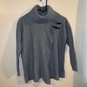 2/$35 Ellen Tracy 100% Merino Wool Wrap Cowl Neck Tunic Sweater XL Old Money